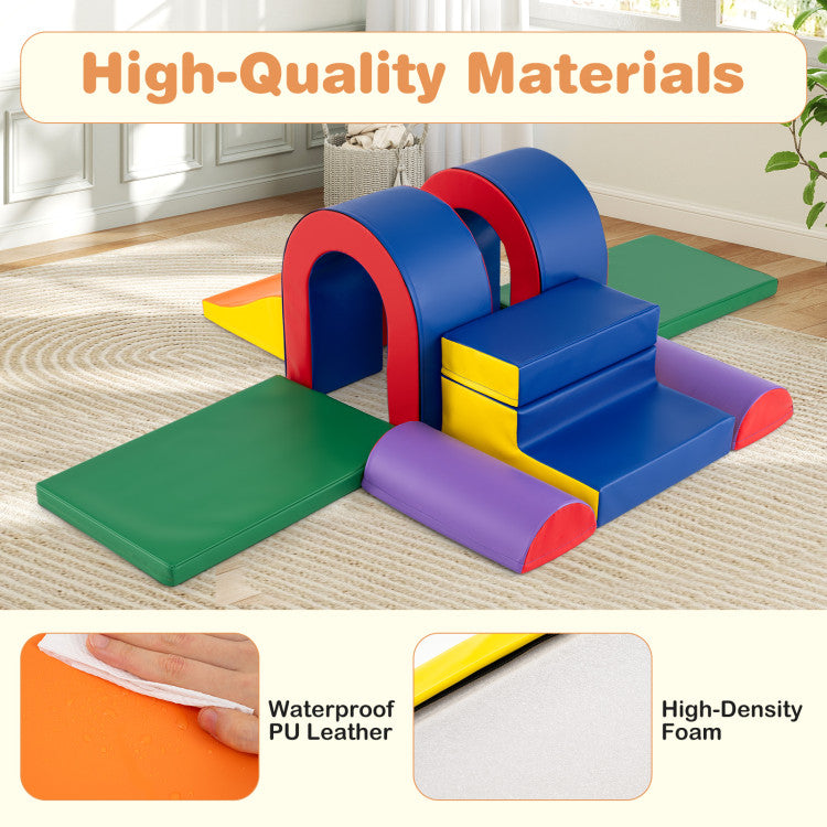 10-Piece Foam Climbing Blocks Soft PU Leather Play Gym Lightweight Baby Climber Structures