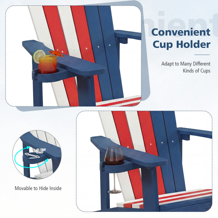 Weather Resistant HIPS Outdoor Adirondack Chair with Cup Holder (Pack of 1)