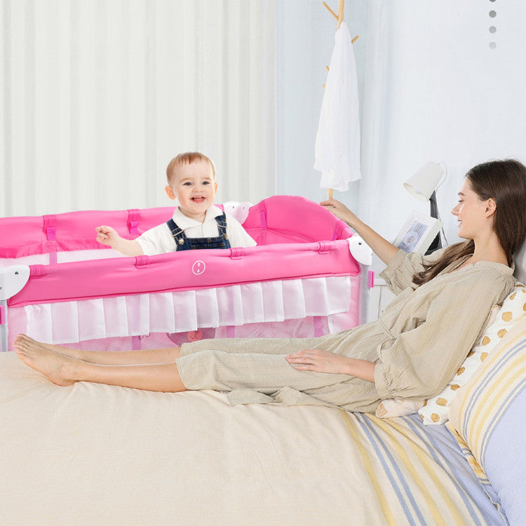 4-in-1 Portable Baby Playard with Carry Bag and Mosquito Net