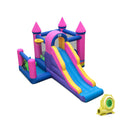 Outdoor Kids 7-in-1 Kids Inflatable Bounce House with Long Slide and 735W Blower