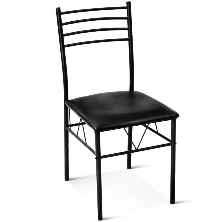 Modern 5 Pieces Dining Set with Tempered Glass Top Table and 4 Upholstered Chairs