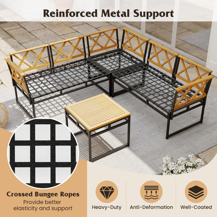 Outdoor 4 Pieces Patio L-Shaped Sofa Set with Cushions and Side Table