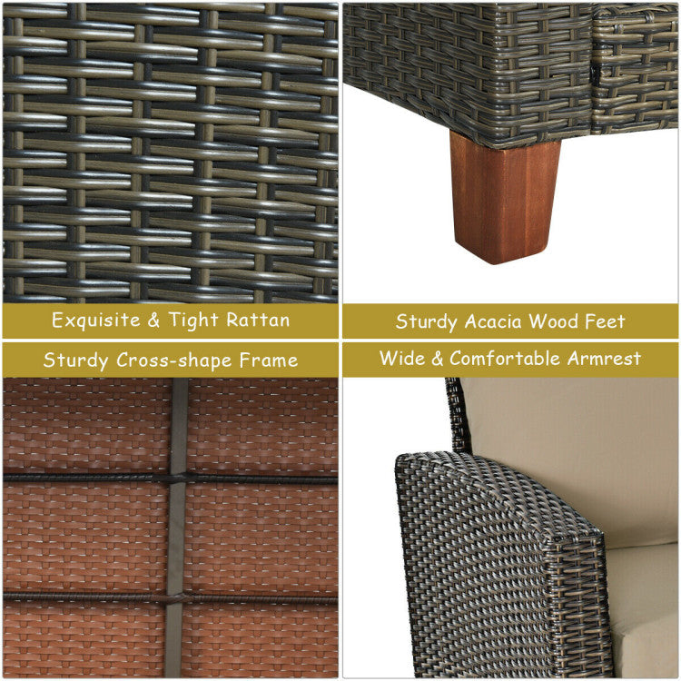 Outdoor 4 Pieces Patio Rattan Furniture Set with Cushions