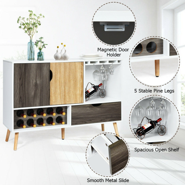 Home Mid-Century Buffet Sideboard Wooden Storage Cabinet
