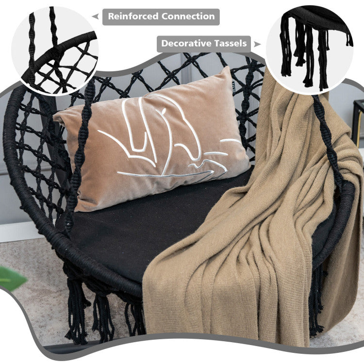 Outdoor Cushioned Hammock Swing Chair with Hanging Kit