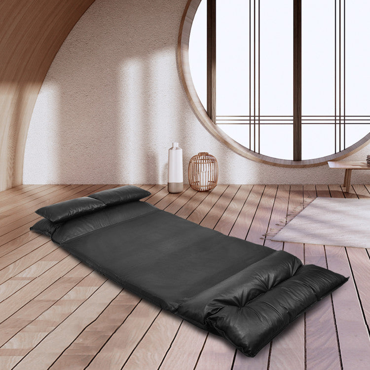 Home Foldable PU Leather Leisure Floor Sofa Bed with 2 Pillows