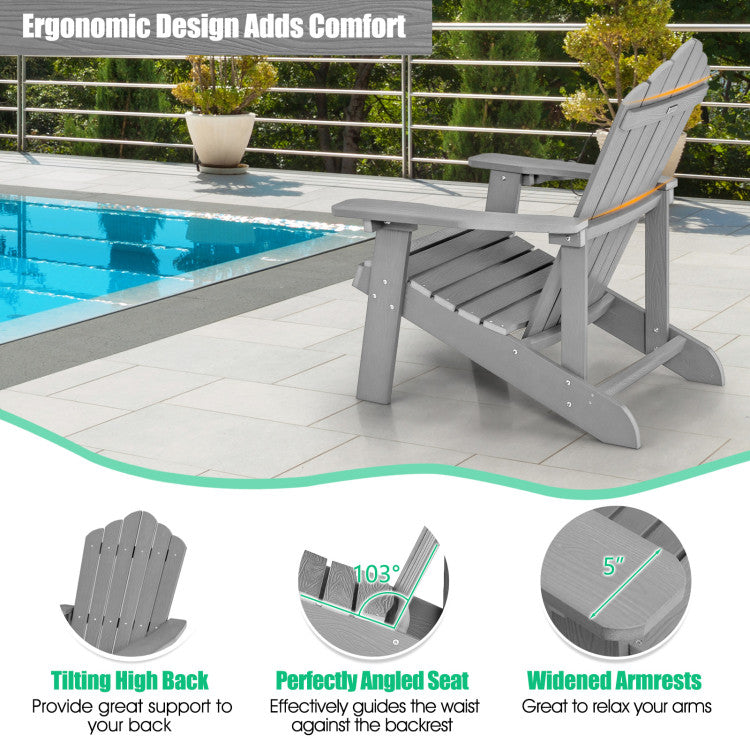 2 Pieces Adirondack Chair Set with Ergonomic Design for Porch and Backyard