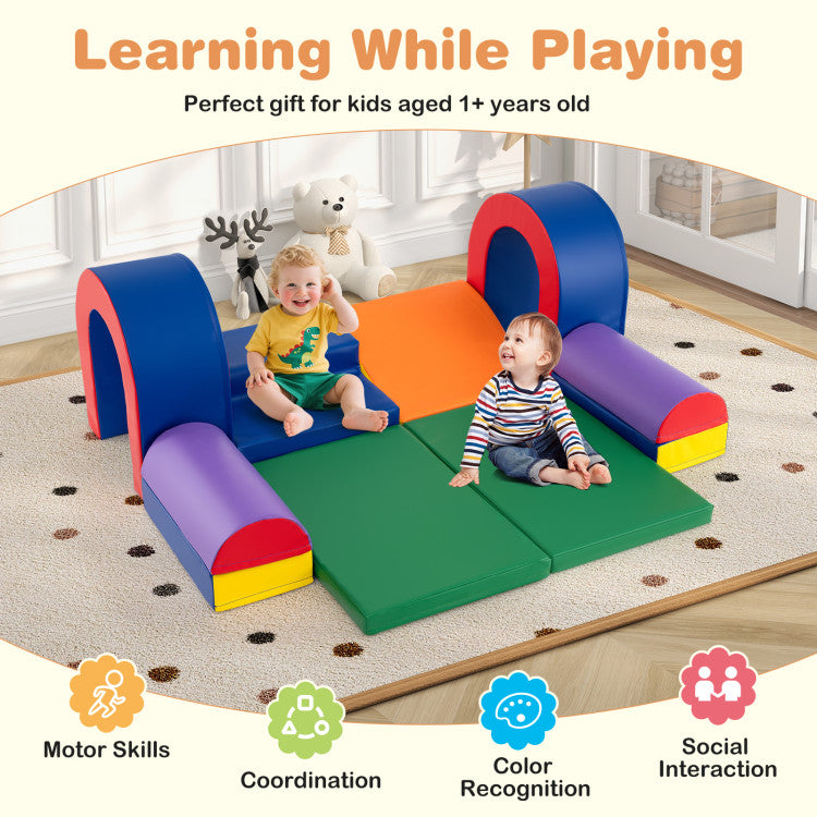 10-Piece Foam Climbing Blocks Soft PU Leather Play Gym Lightweight Baby Climber Structures