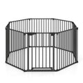 Pet 8-Panel Extra Wide Baby Gate Adjustable Pet Safety Fence with Auto-close Door