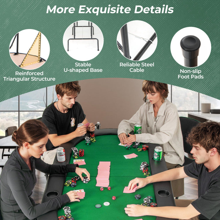 Game Room 8 Players Texas Holdem Foldable Poker Table