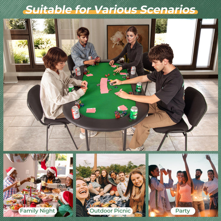 Game Room 8 Players Texas Holdem Foldable Poker Table