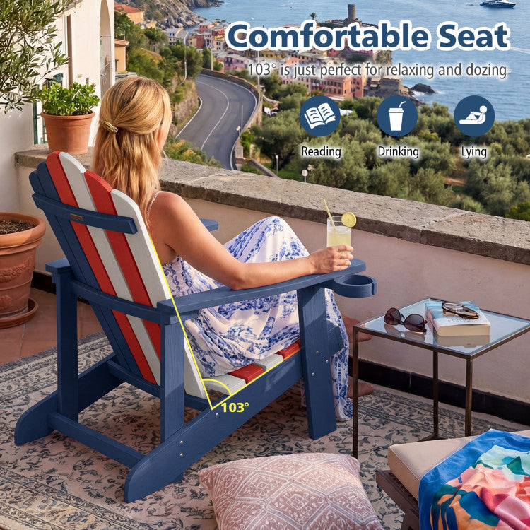 Weather Resistant HIPS Outdoor Adirondack Chair with Cup Holder (Pack of 1)
