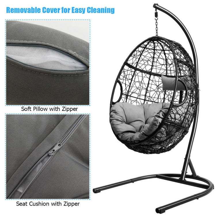 Outdoor Indoor/Outdoor Hanging Cushioned Hammock Chair with Stand