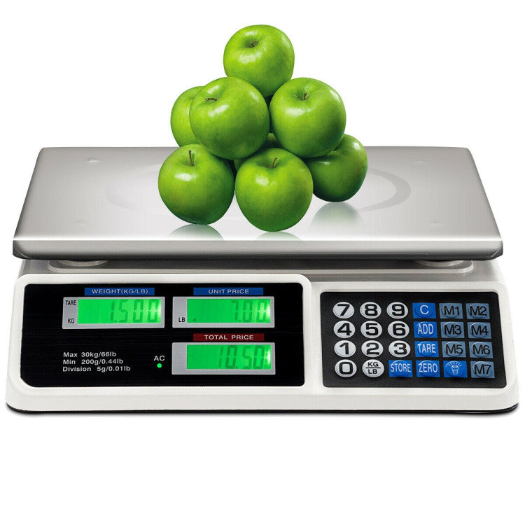 Kitchen Appliance 66 lbs Electronic Price Computing Scale with LCD Screen Display
