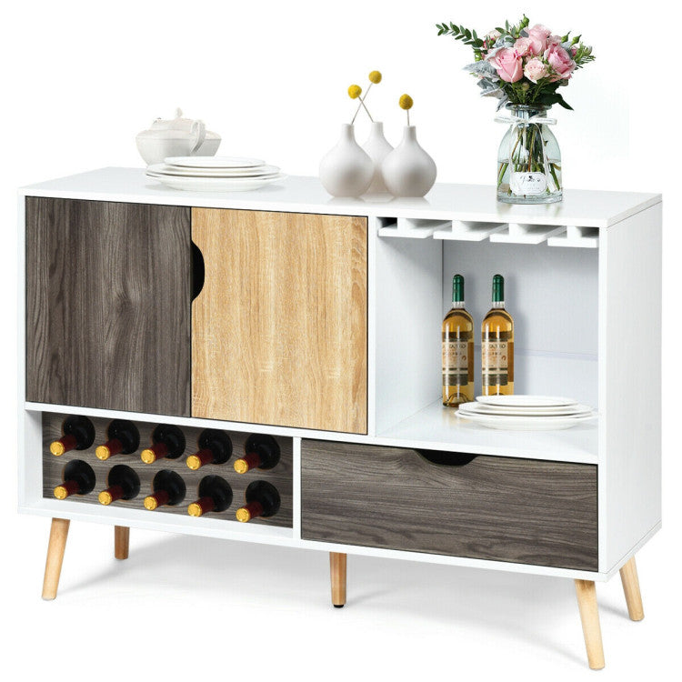 Home Mid-Century Buffet Sideboard Wooden Storage Cabinet