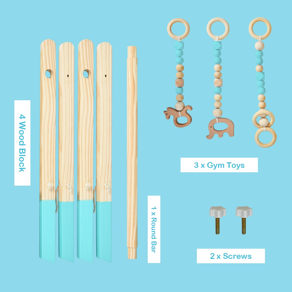 Wooden Baby Play Center with 3 Hanging Toys