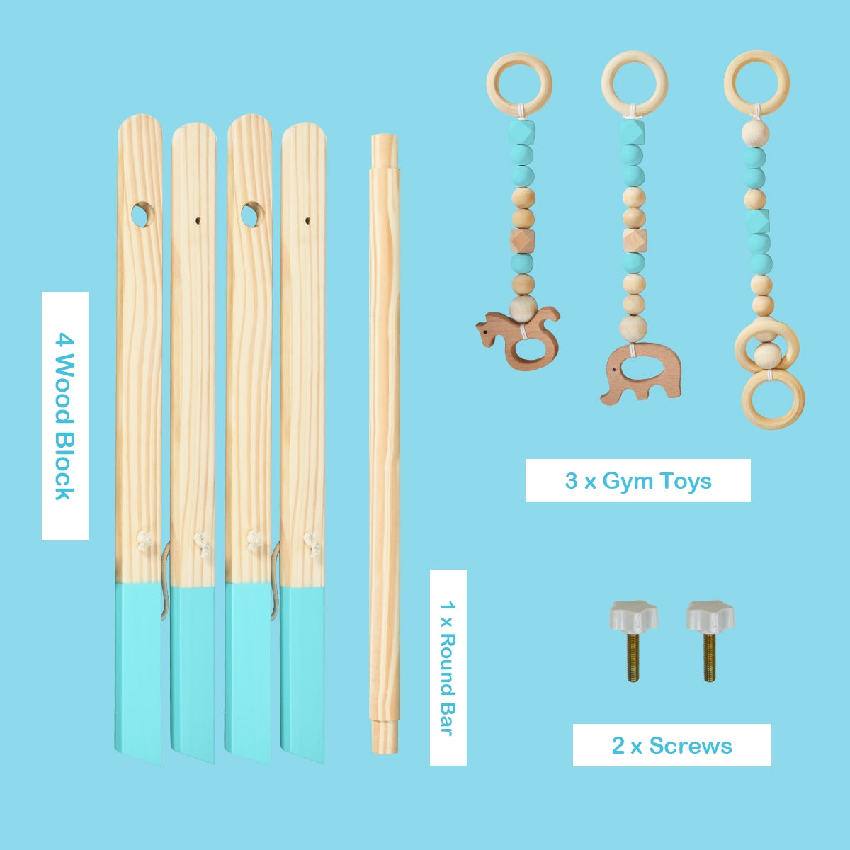 Wooden Baby Play Center with 3 Hanging Toys