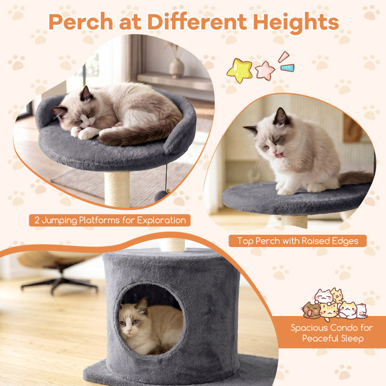 New 43" Cat Tree for Indoor Cats with Comfy Plush Perches and Sisal Scratching Posts