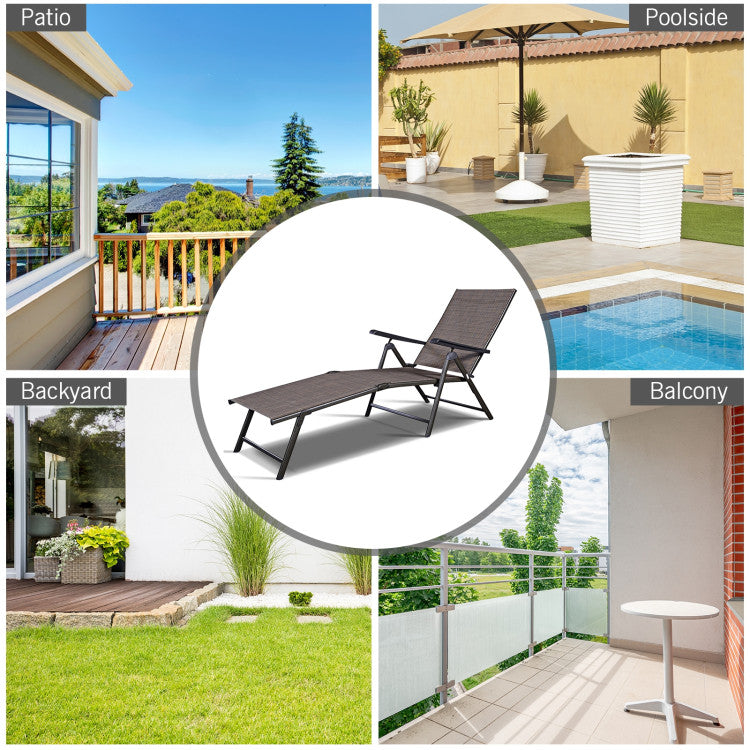 Outdoor Adjustable Chaise Lounge Chair with 5 Reclining Positions ( 1 Lounge Chaise)