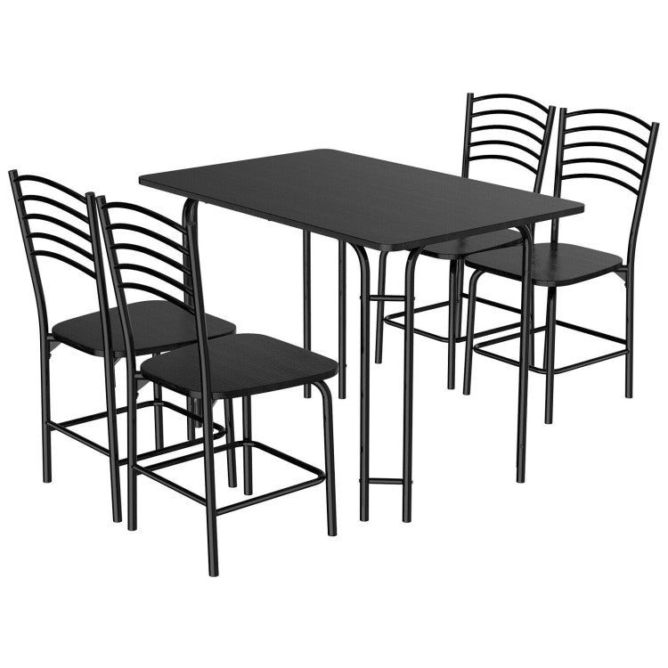 Modern 5 Pieces Wood Rectangular Dining Table Set