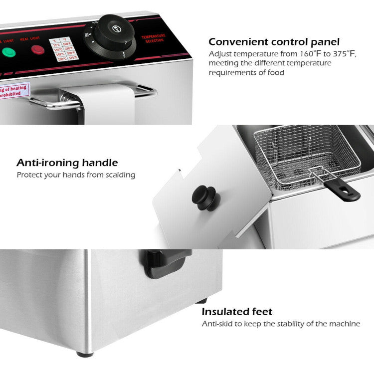 Kitchen Appliance - 3400W Dual Tank Electric Countertop Deep Fryer