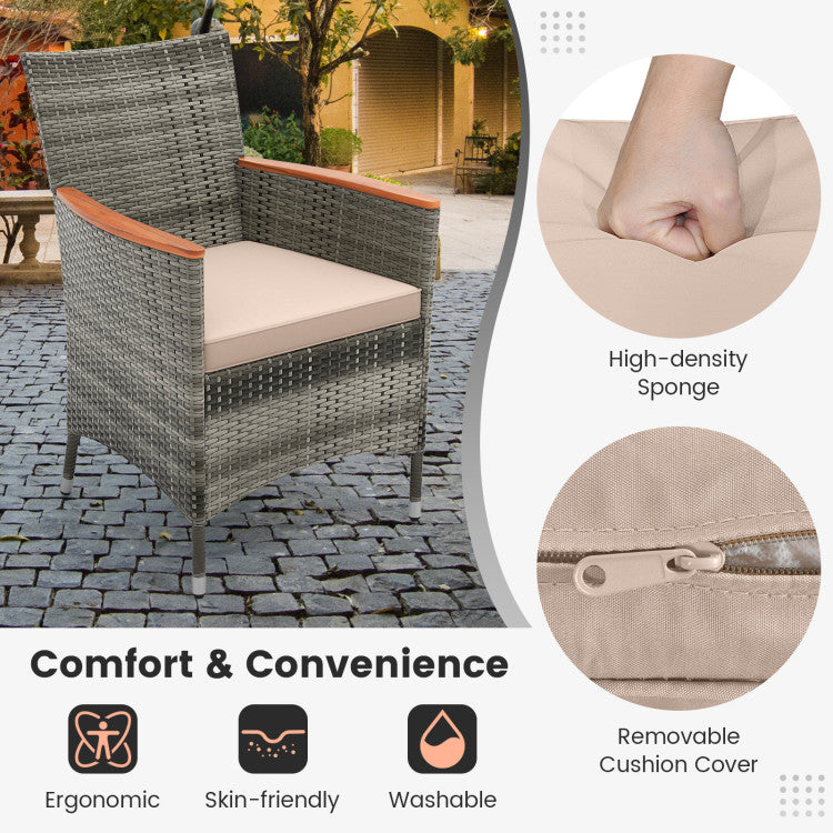 10 Pieces Wicker Outdoor Dining Set for 8 with 15 Feet Patio Umbrella