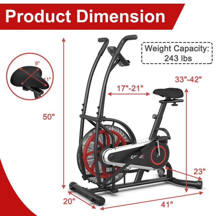 Fitness Upright Air Bike with Unlimited Resistance