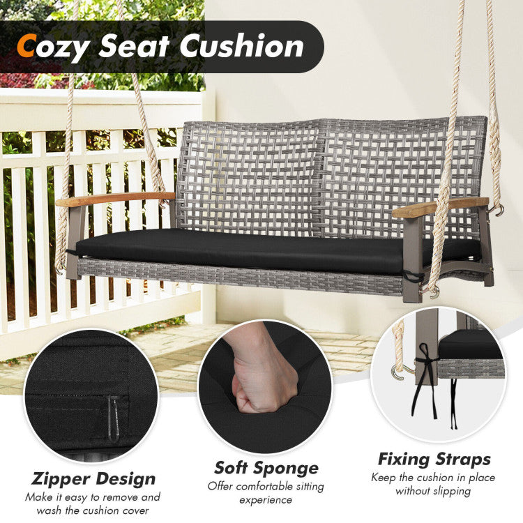 Outdoor 2-Person Patio Wicker Hanging Swing Chair