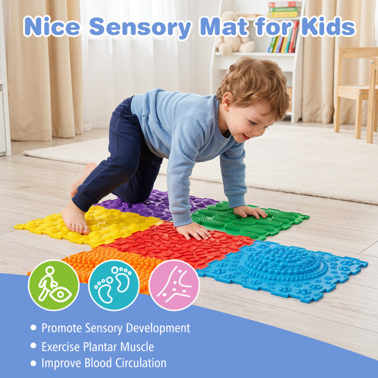 6 PCS Interlocking Sensory Mats with Rich Colors for Kids Adults