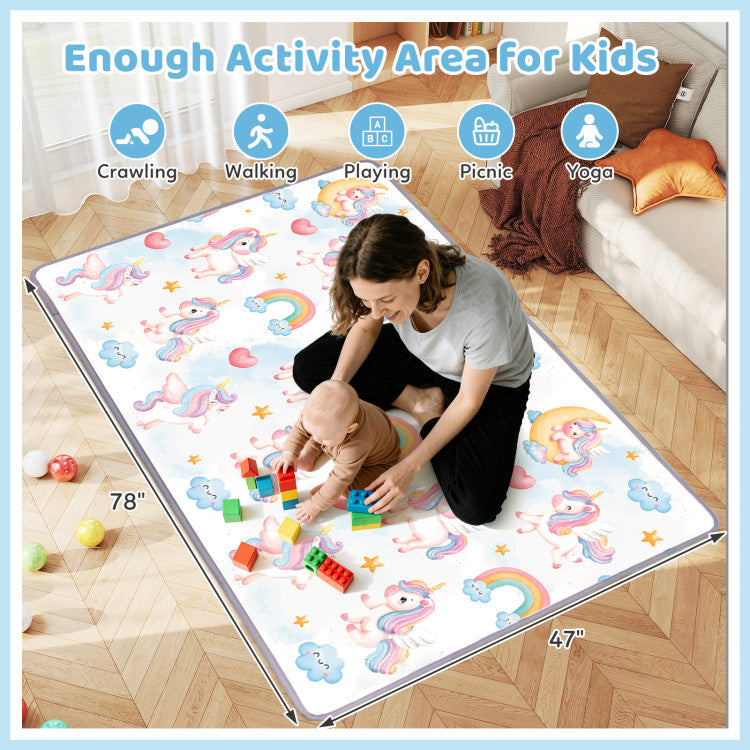 One-Piece Reversible Roll Up Soft Foam Activity Mat for Toddlers