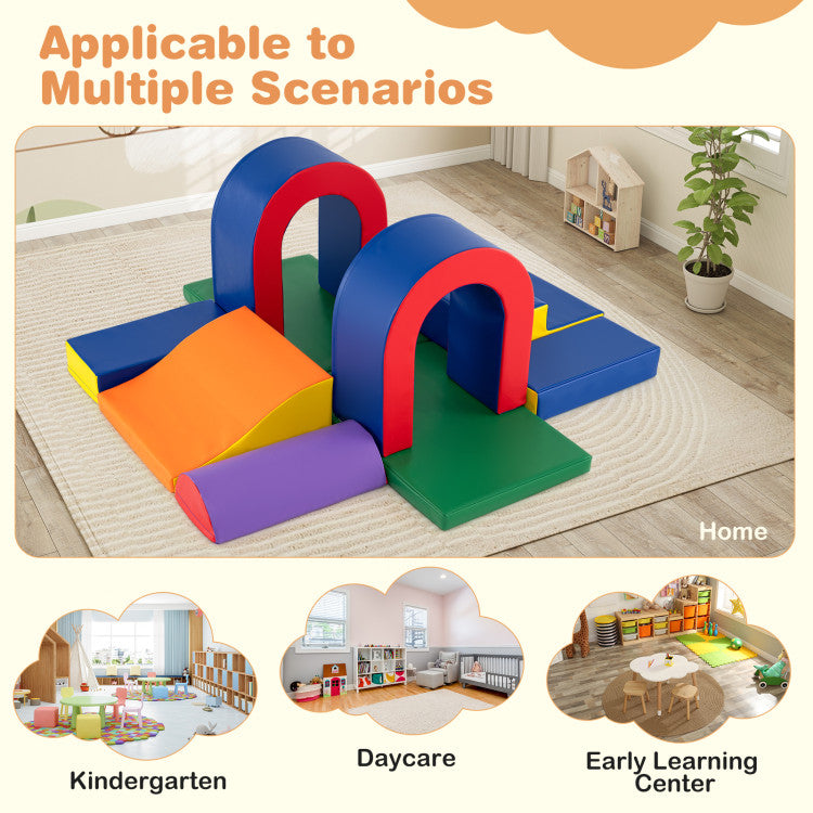 10-Piece Foam Climbing Blocks Soft PU Leather Play Gym Lightweight Baby Climber Structures