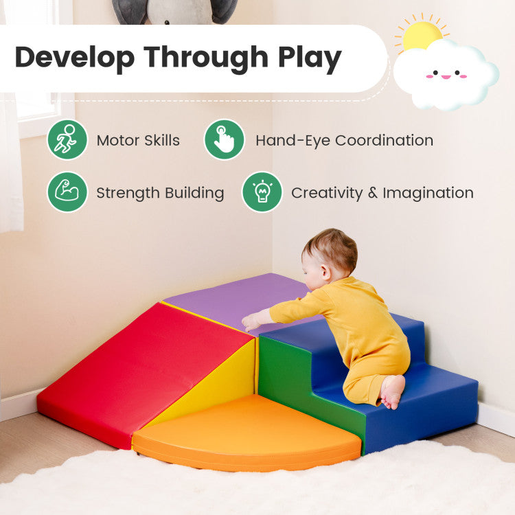 4-Piece Climb and Crawl Foam Block Play Set for Infant Baby