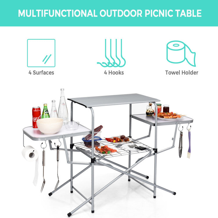 New Outdoor Foldable Outdoor BBQ Table Grilling Stand