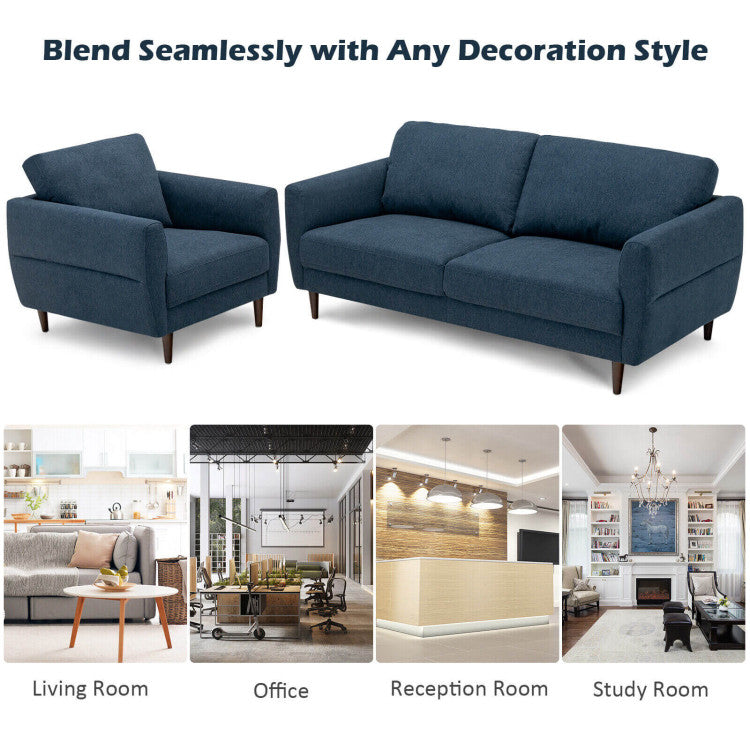 Home 2 Pieces Modern Upholstered Sofa Set with Removable Cushion Covers