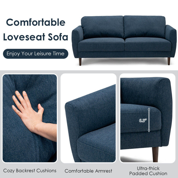 Home 72 Inch Small Fabric Loveseat Sofa Couch with with Solid Frame