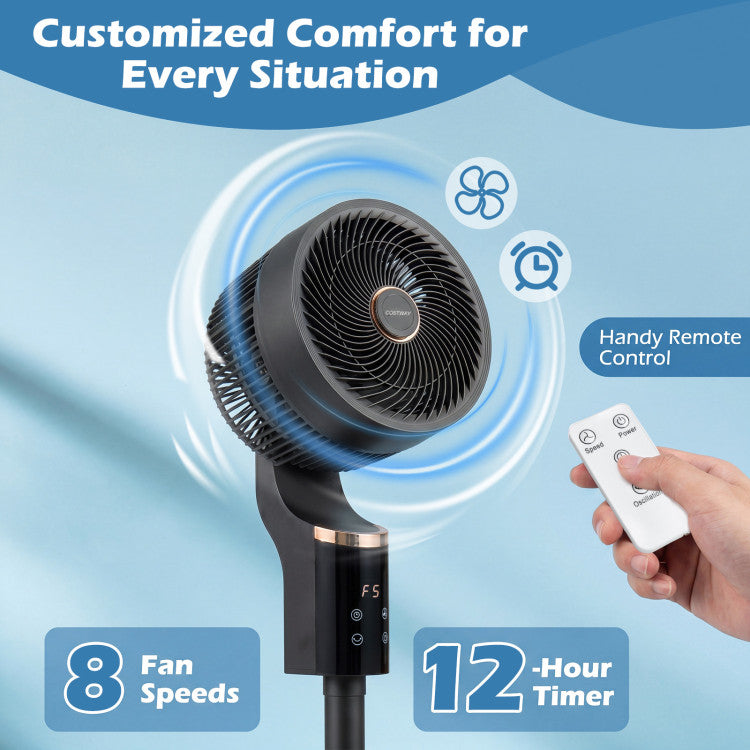 Appliance Compact Oscillating Standing Fan with 70° Oscillation and 90° Tilt for Home Office