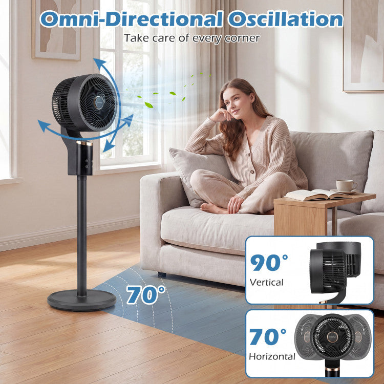 Appliance Compact Oscillating Standing Fan with 70° Oscillation and 90° Tilt for Home Office