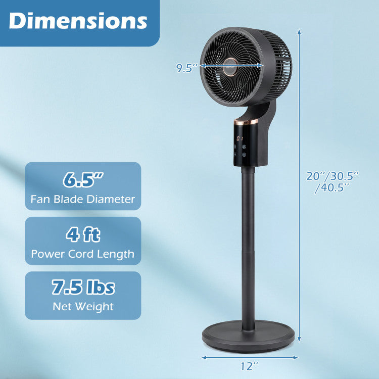 Appliance Compact Oscillating Standing Fan with 70° Oscillation and 90° Tilt for Home Office