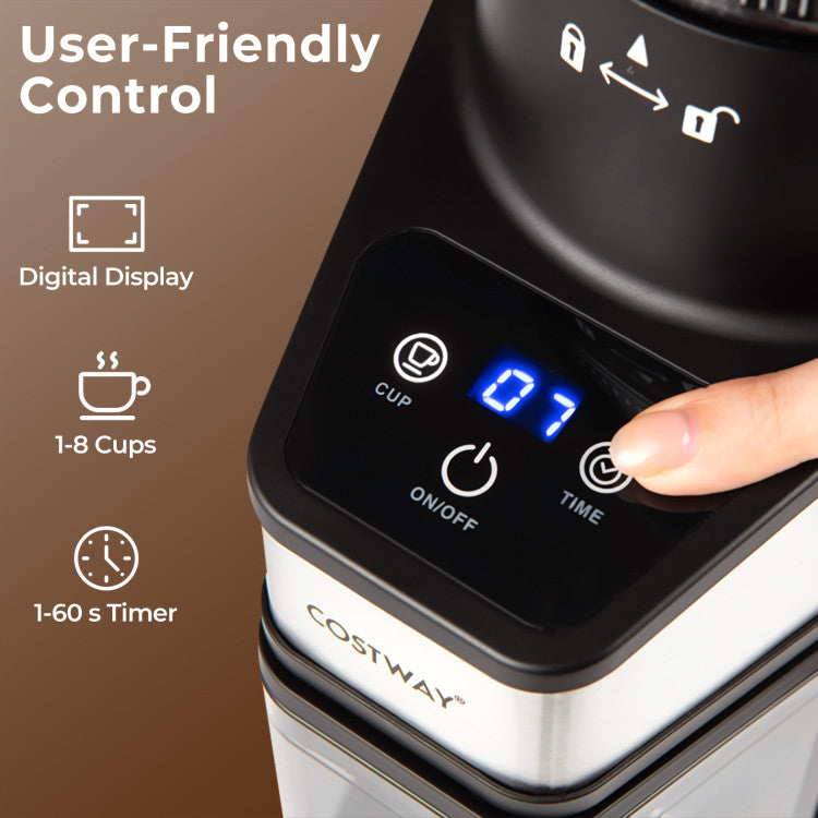 Appliance Conical Burr Coffee Grinder with 60 Precise Grinding Settings and Digital Display