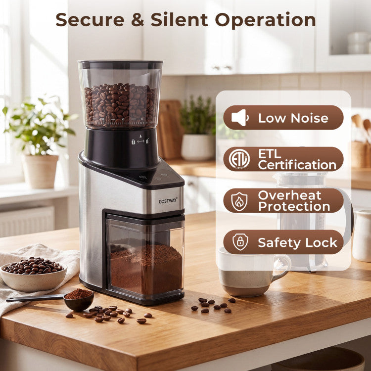 Appliance Conical Burr Coffee Grinder with 60 Precise Grinding Settings and Digital Display