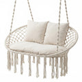 Outdoor Double Swing Chair with Cushions Macrame Hanging Hammock Chair for Indoor and Outdoor Use