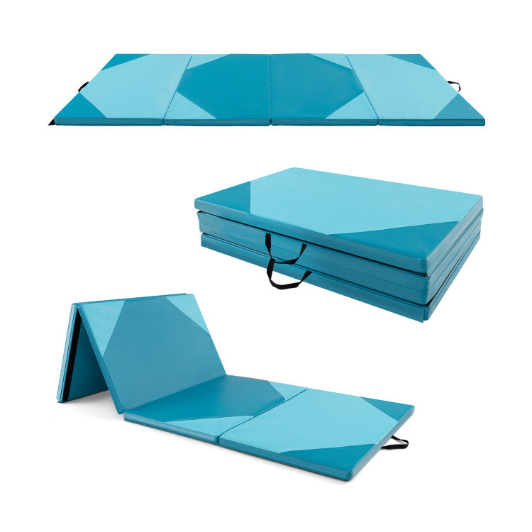 Fitness 10 Feet x 4 Feet x 2 Inch Folding Exercise Mat with Hook and Loop Fasteners