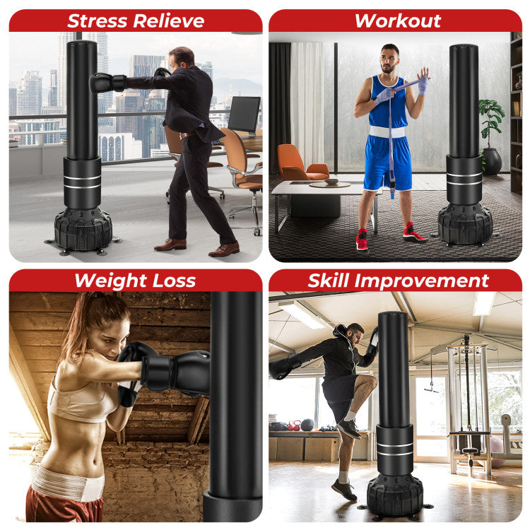 Fitness Freestanding Punching Bag 71 Inch Boxing Bag with 25 Suction Cups Gloves and Filling Base