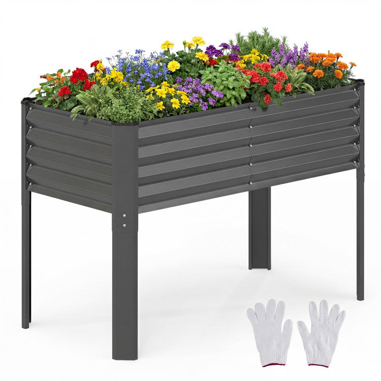 Outdoor Galvanized Raised Garden Bed with Legs 46" x 24" x 31" Metal Elevated Planter Box
