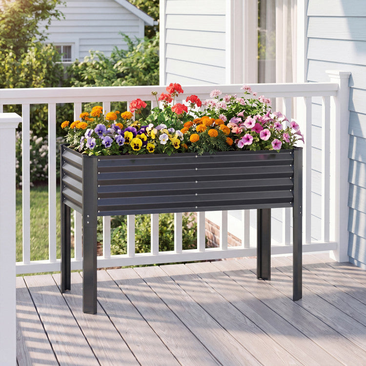 Outdoor Galvanized Raised Garden Bed with Legs 46" x 24" x 31" Metal Elevated Planter Box