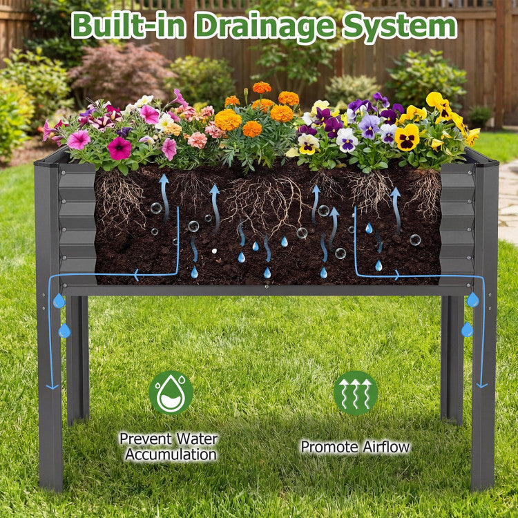 Outdoor Galvanized Raised Garden Bed with Legs 46" x 24" x 31" Metal Elevated Planter Box
