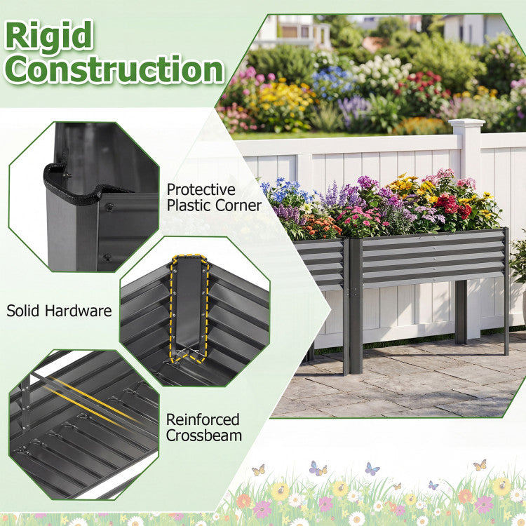 Outdoor Galvanized Raised Garden Bed with Legs 46" x 24" x 31" Metal Elevated Planter Box