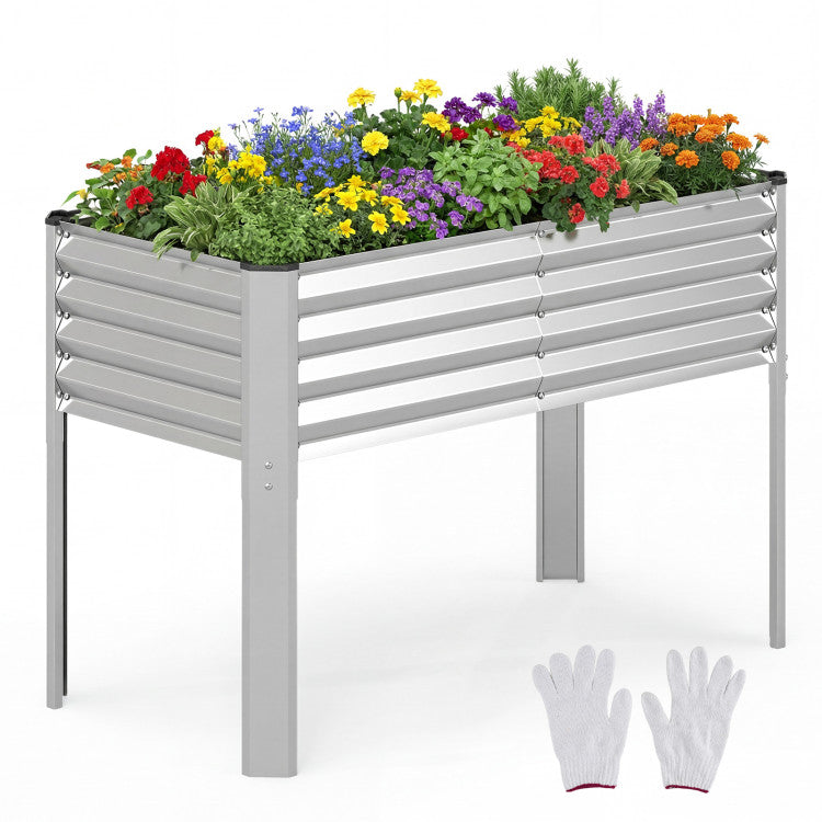 Outdoor Galvanized Raised Garden Bed with Legs 46" x 24" x 31" Metal Elevated Planter Box
