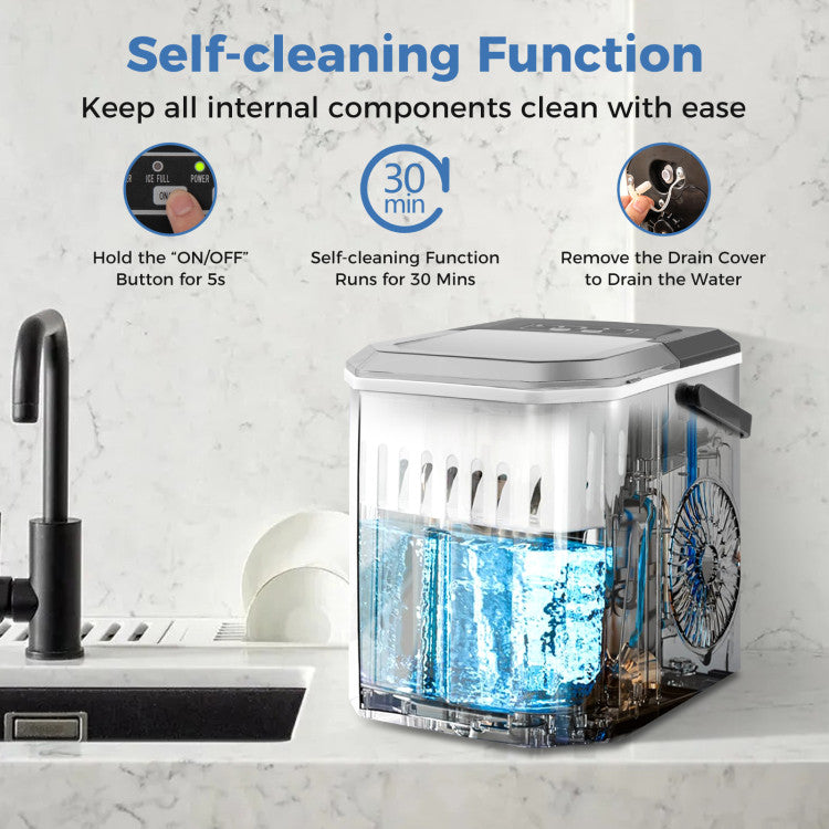 Appliance Ice Maker Countertop with Self-Cleaning for Home Kitchen Office Party