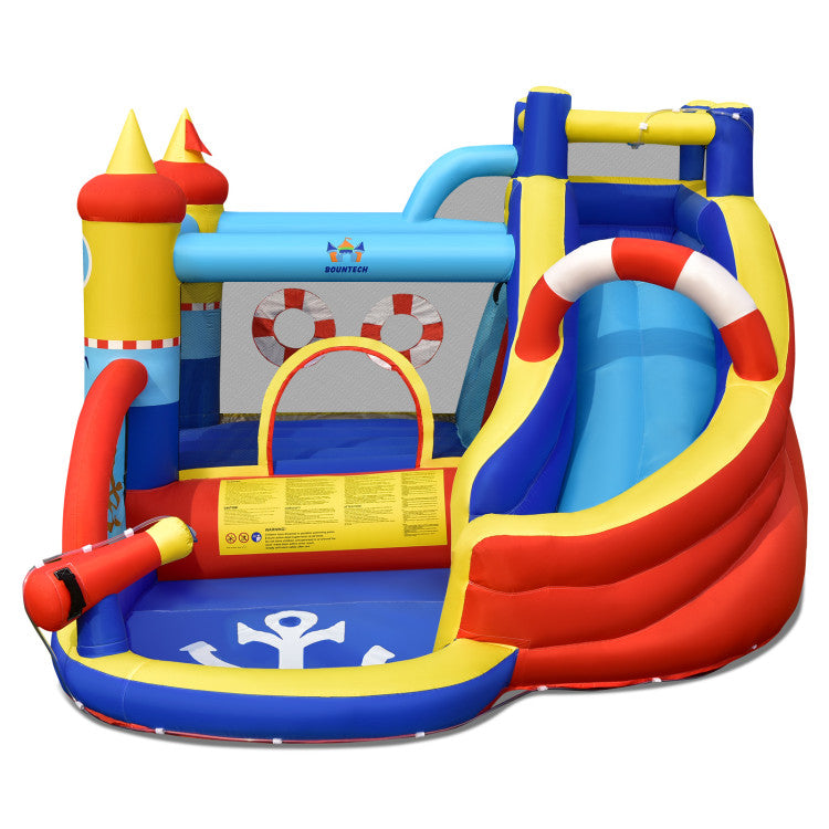 Outdoor Kids Inflatable Bounce Castle with Slide Climbing Wall and 450W Blower